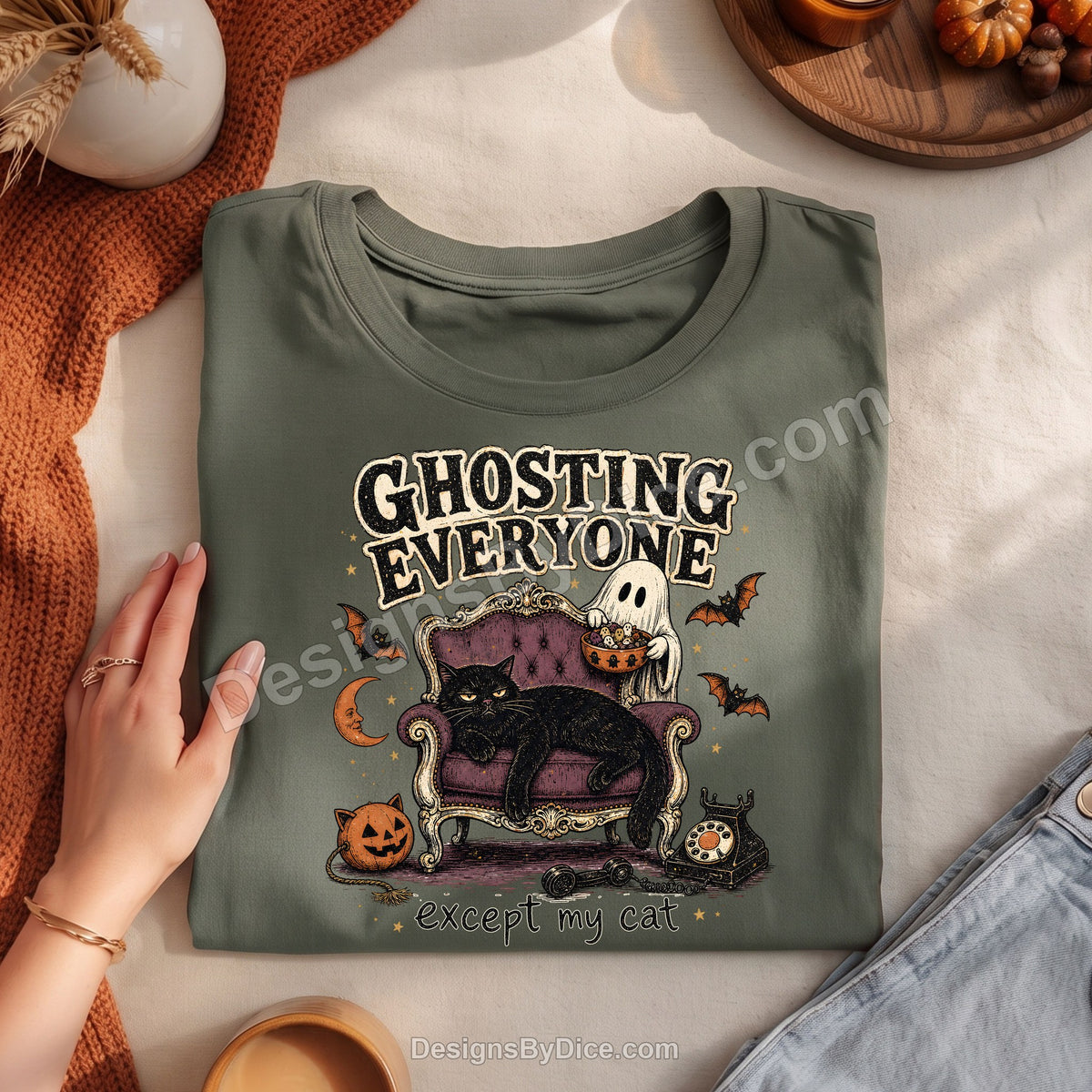 Ghosting Everyone Except My Cat Tee | Funny Introvert Cat Lover Shirt