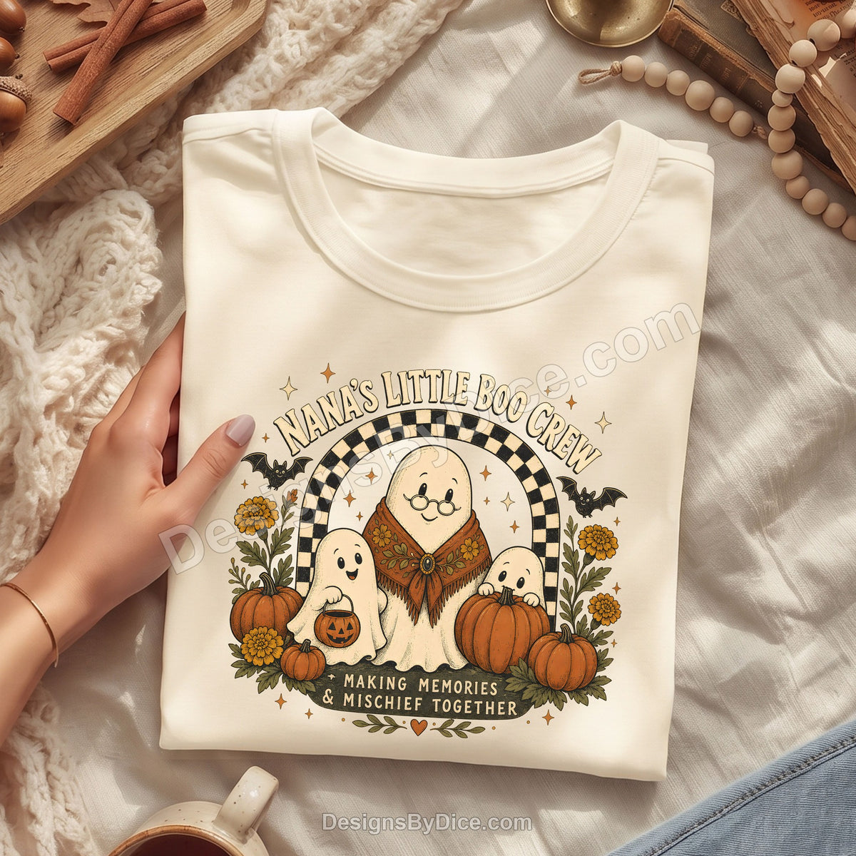 Nana's Little Boo Crew Shirt | Cute Halloween Nana Graphic Tee