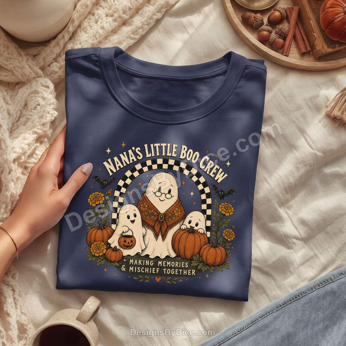 Nana's Little Boo Crew Shirt | Cute Halloween Nana Graphic Tee