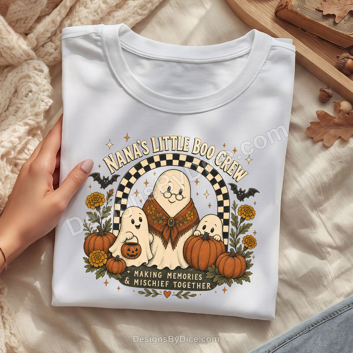 Nana's Little Boo Crew Shirt | Cute Halloween Nana Graphic Tee
