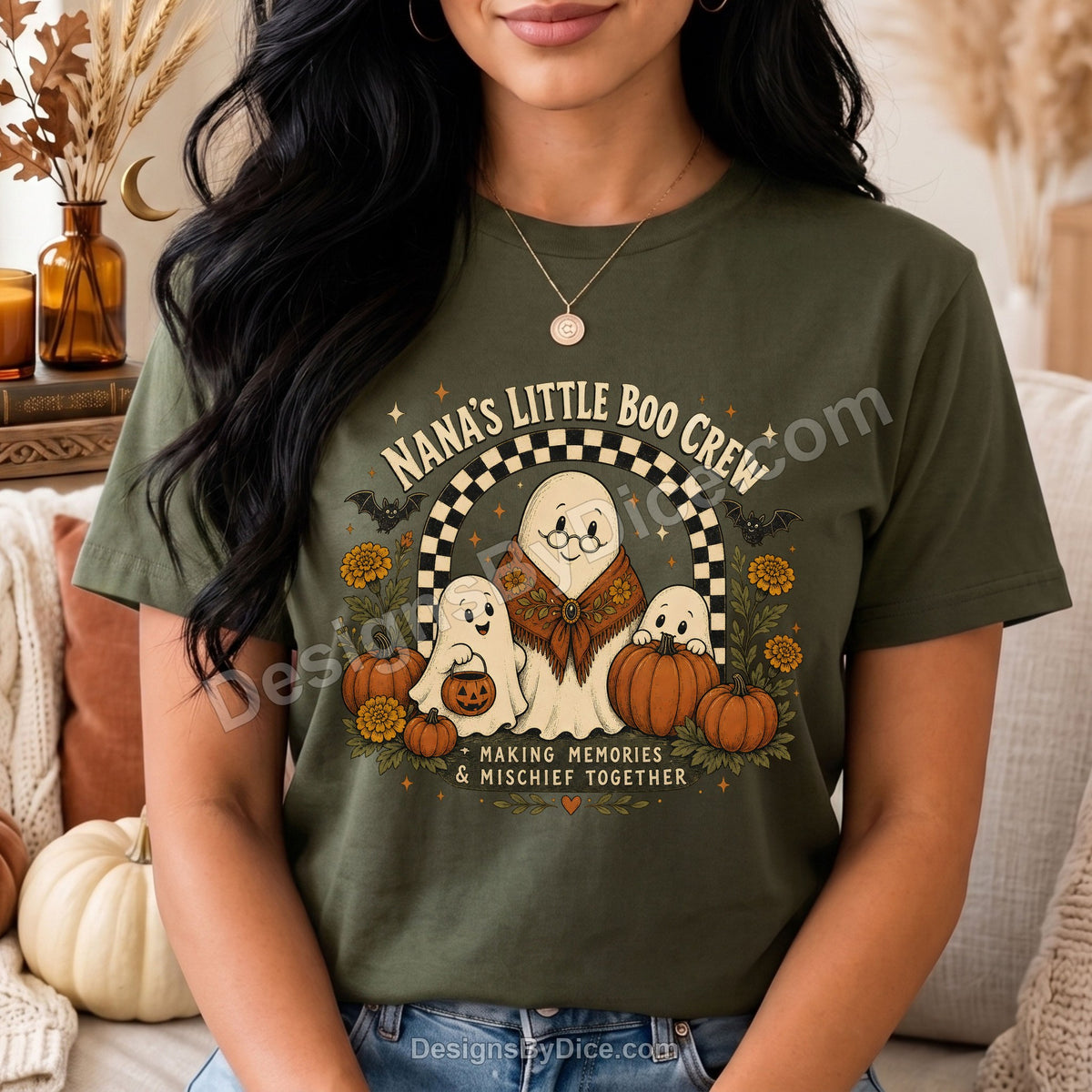 Nana's Little Boo Crew Shirt | Cute Halloween Nana Graphic Tee