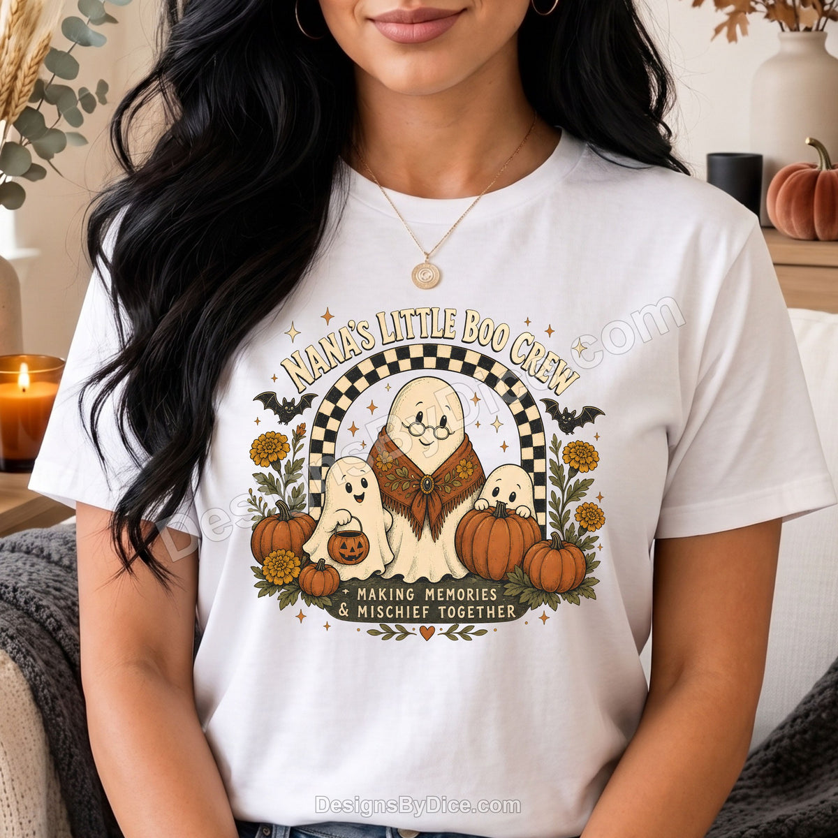 Nana's Little Boo Crew Shirt | Cute Halloween Nana Graphic Tee