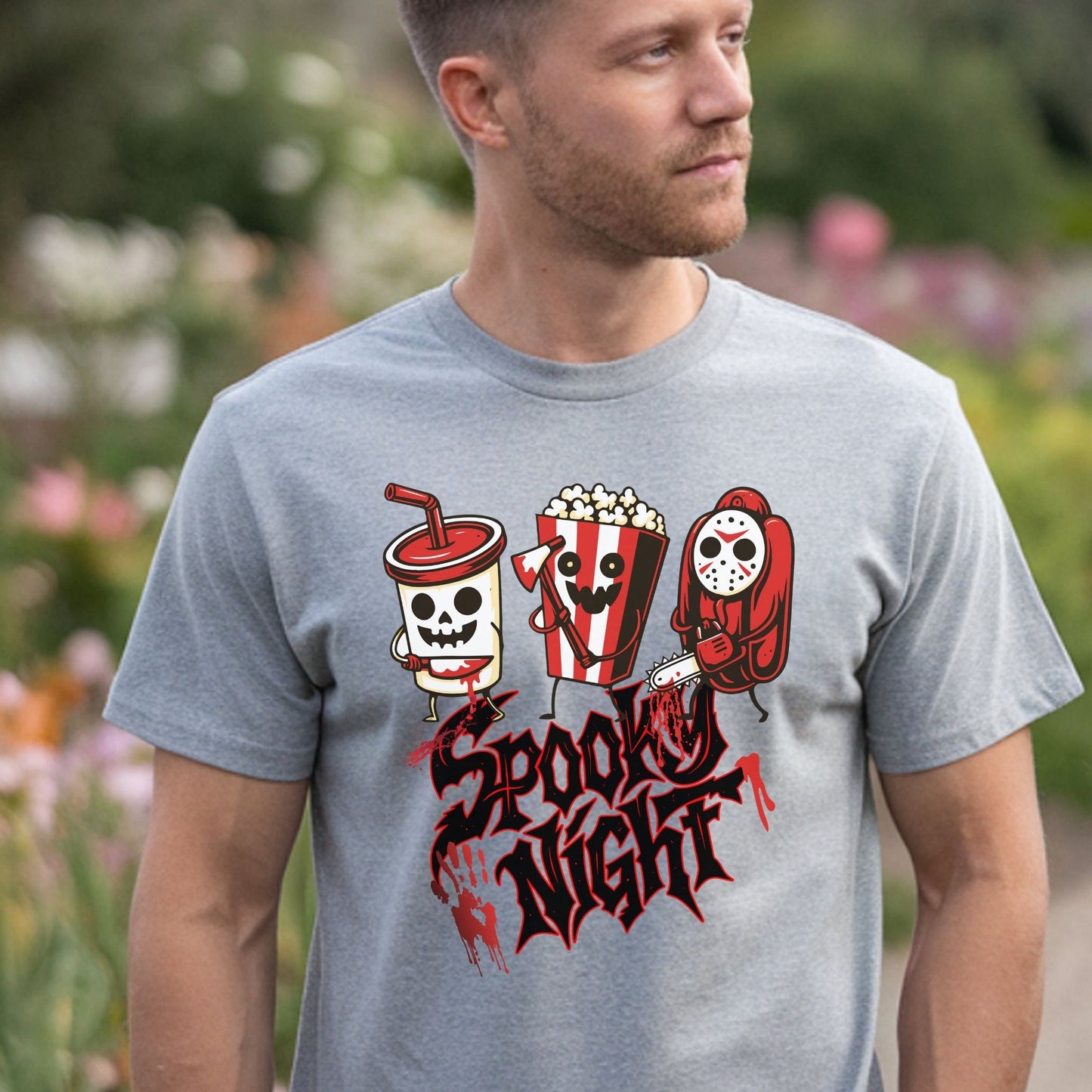 Spooky Night Halloween T-Shirt – Scary Movie Snack Horror Graphic Tee