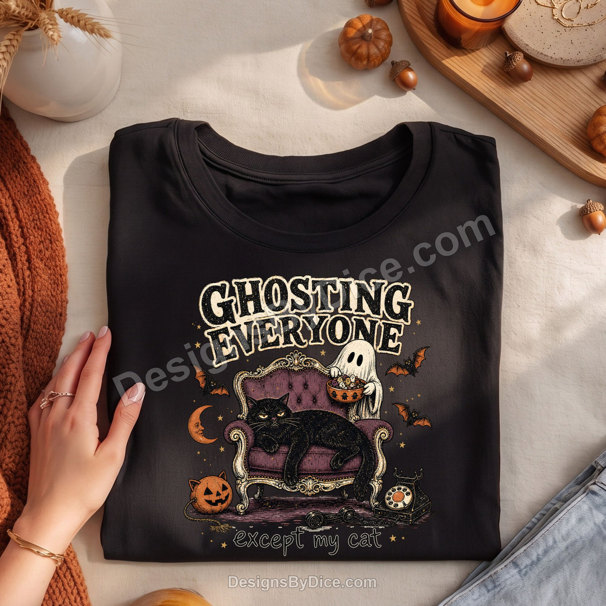 Ghosting Everyone Except My Cat Tee | Funny Introvert Cat Lover Shirt