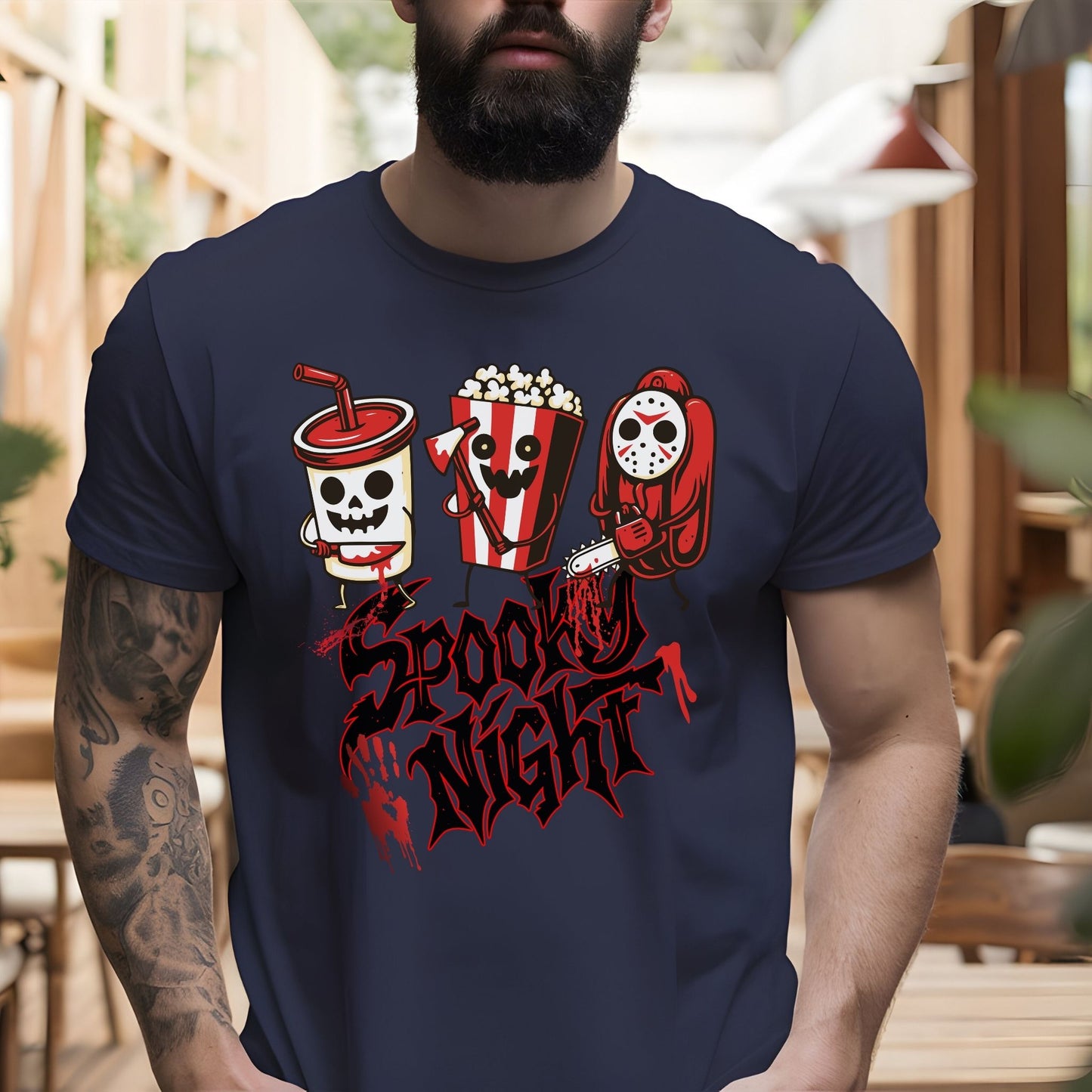 Spooky Night Halloween T-Shirt – Scary Movie Snack Horror Graphic Tee