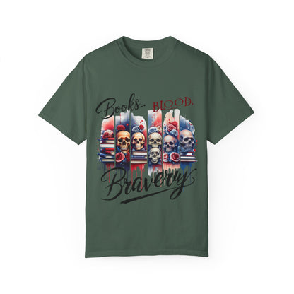 Books, Blood, and Bravery | Patriotic Graphic Tshirt