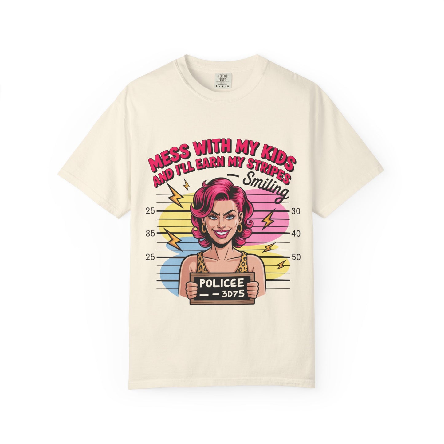 Funny "Mess with My Kids and I'll Earn My Stripes" Graphic Tee