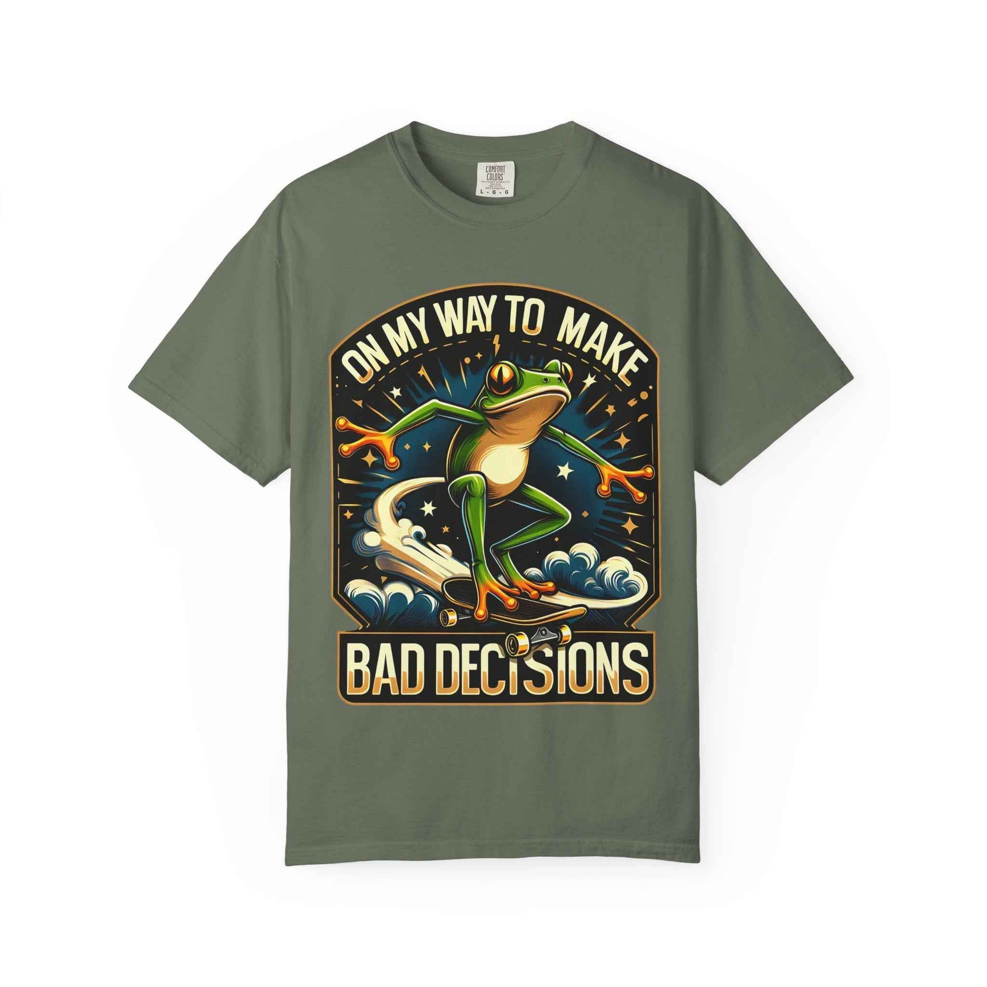 Fun Graphic Frog T-shirt - "On My Way to Make Bad Decisions"