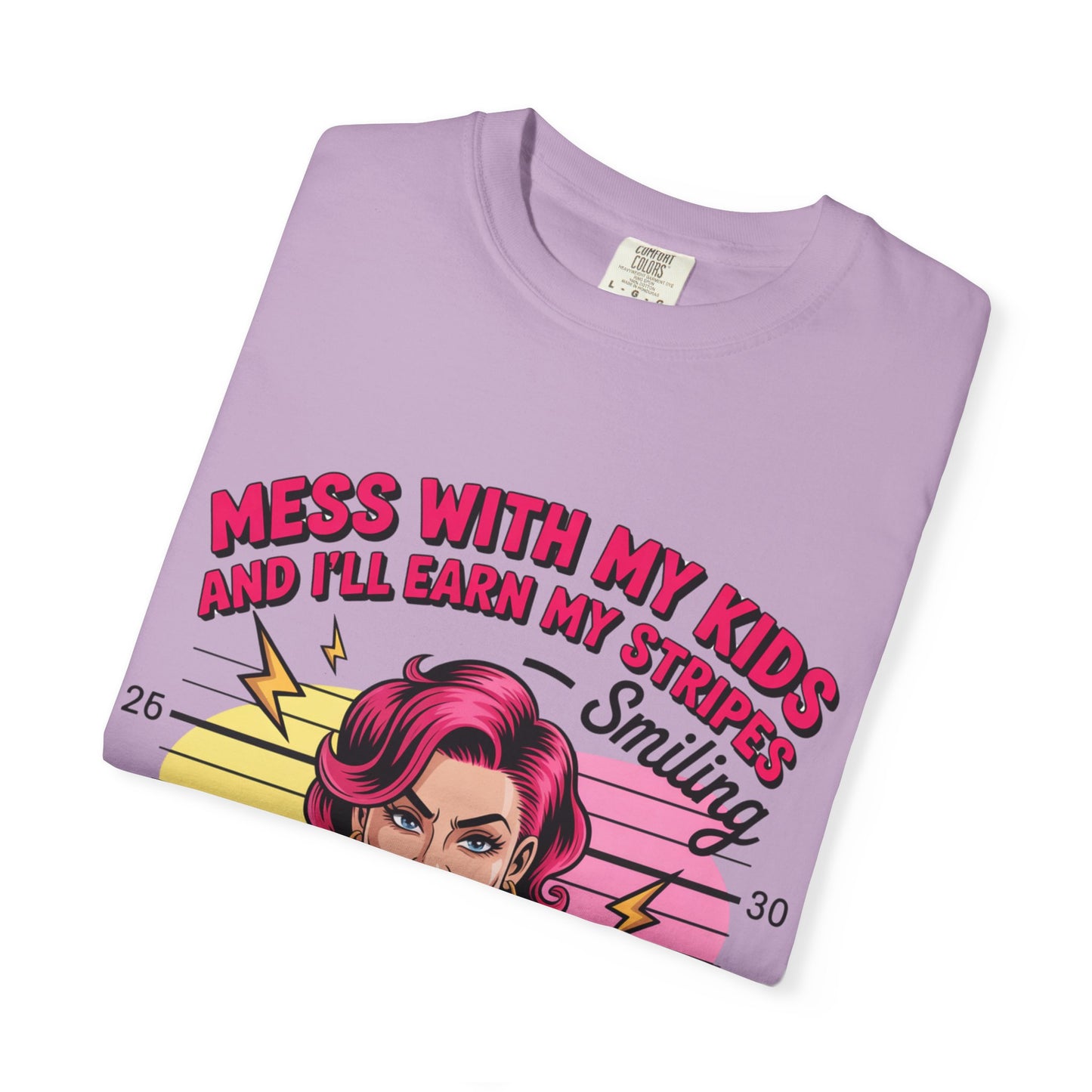 Funny "Mess with My Kids and I'll Earn My Stripes" Graphic Tee