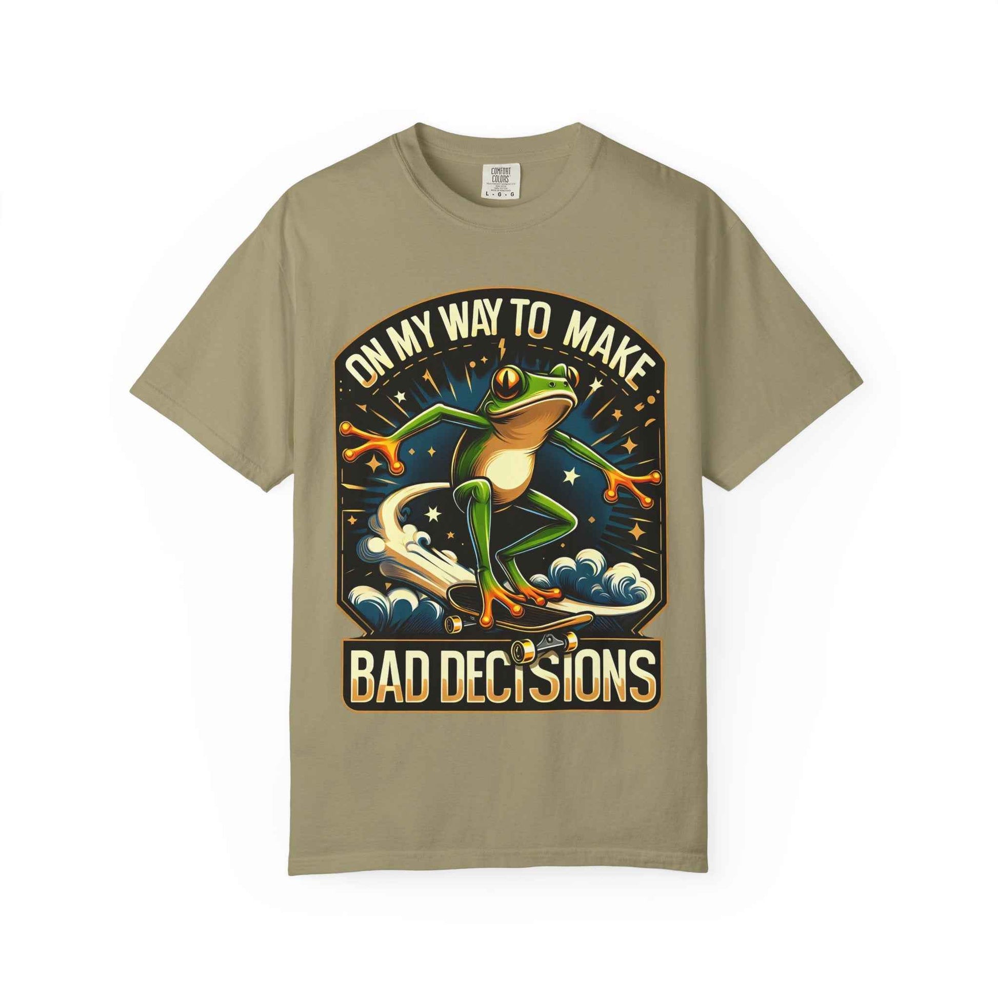 Fun Graphic Frog T-shirt - "On My Way to Make Bad Decisions"