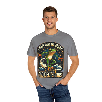 Fun Graphic Frog T-shirt - "On My Way to Make Bad Decisions"