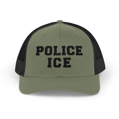 Police Ice Snapback Trucker Cap - Bold Black Text