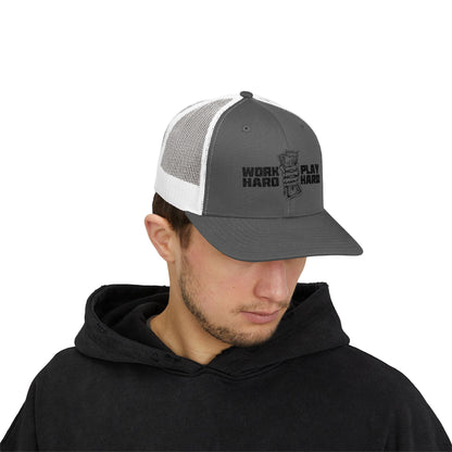 Work Hard Play Hard Snapback Trucker Cap