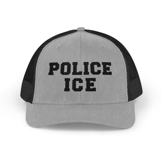Police Ice Snapback Trucker Cap - Bold Black Text