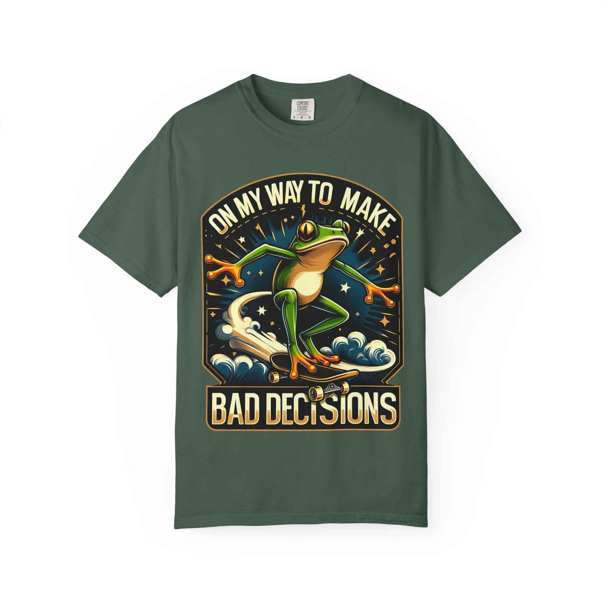 Fun Graphic Frog T-shirt - "On My Way to Make Bad Decisions"