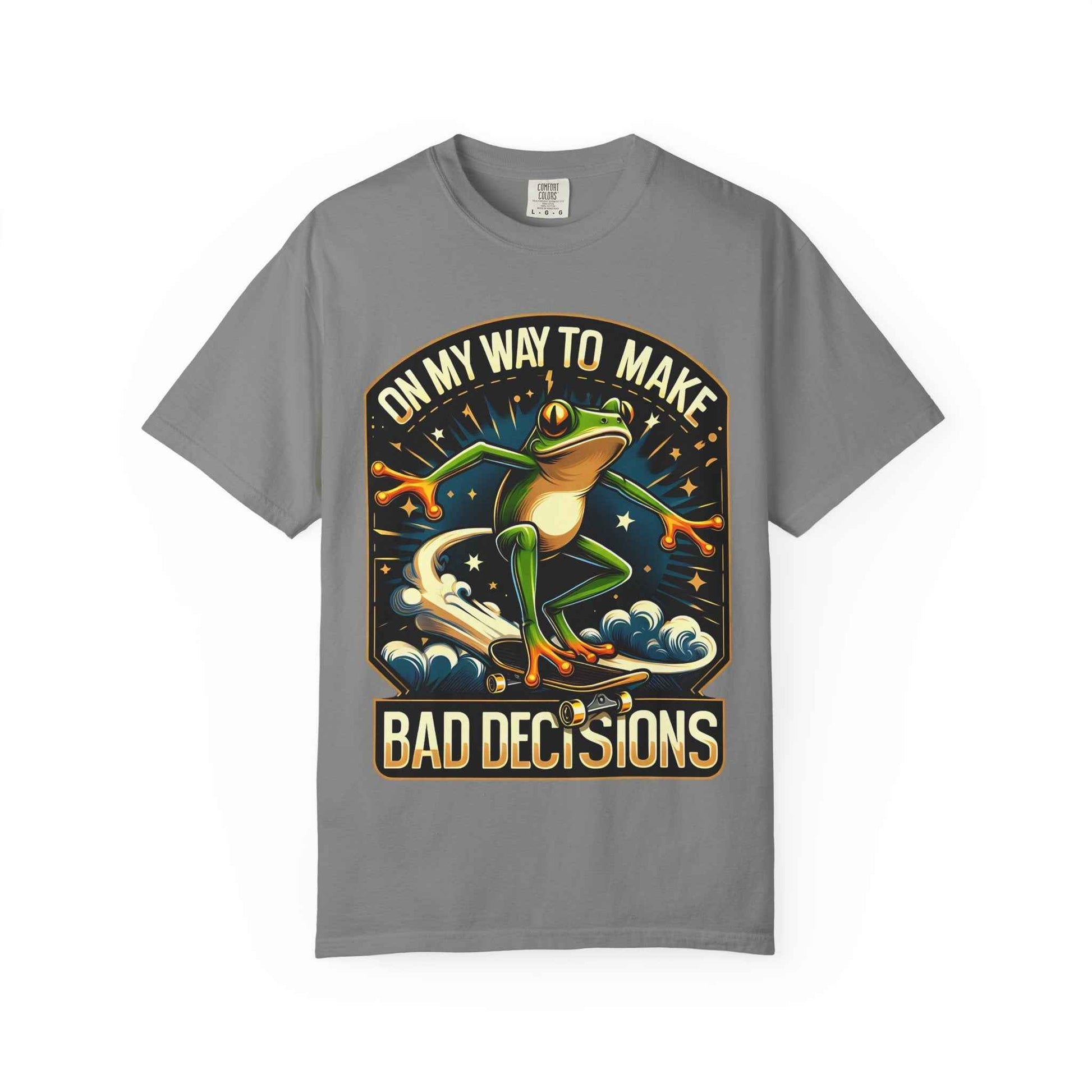 Fun Graphic Frog T-shirt - "On My Way to Make Bad Decisions"