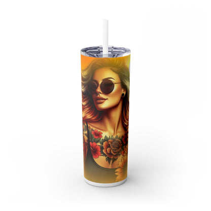 Bold Tattooed Beauty | Unbothered Skinny Tumbler with Straw, 20oz