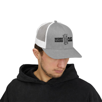 Work Hard Play Hard Snapback Trucker Cap