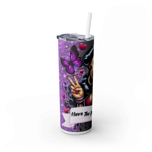 Vintage-Inspired Tattoo Art Skinny Tumbler with Straw - 20oz