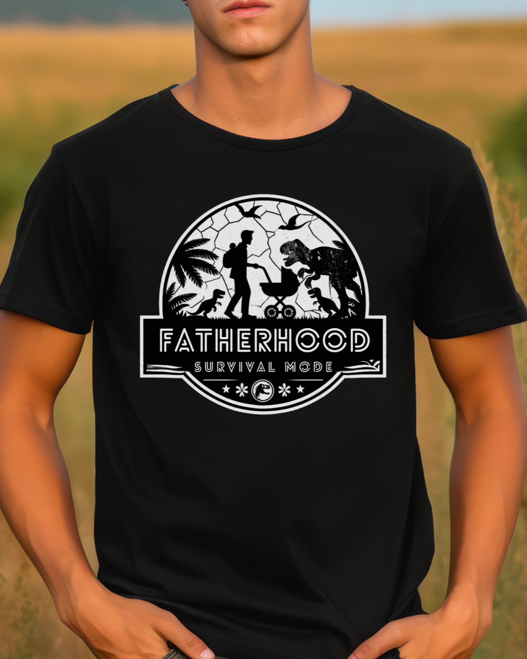 Fatherhood Survival Mode - Jurassic Park theme Graphic Tee