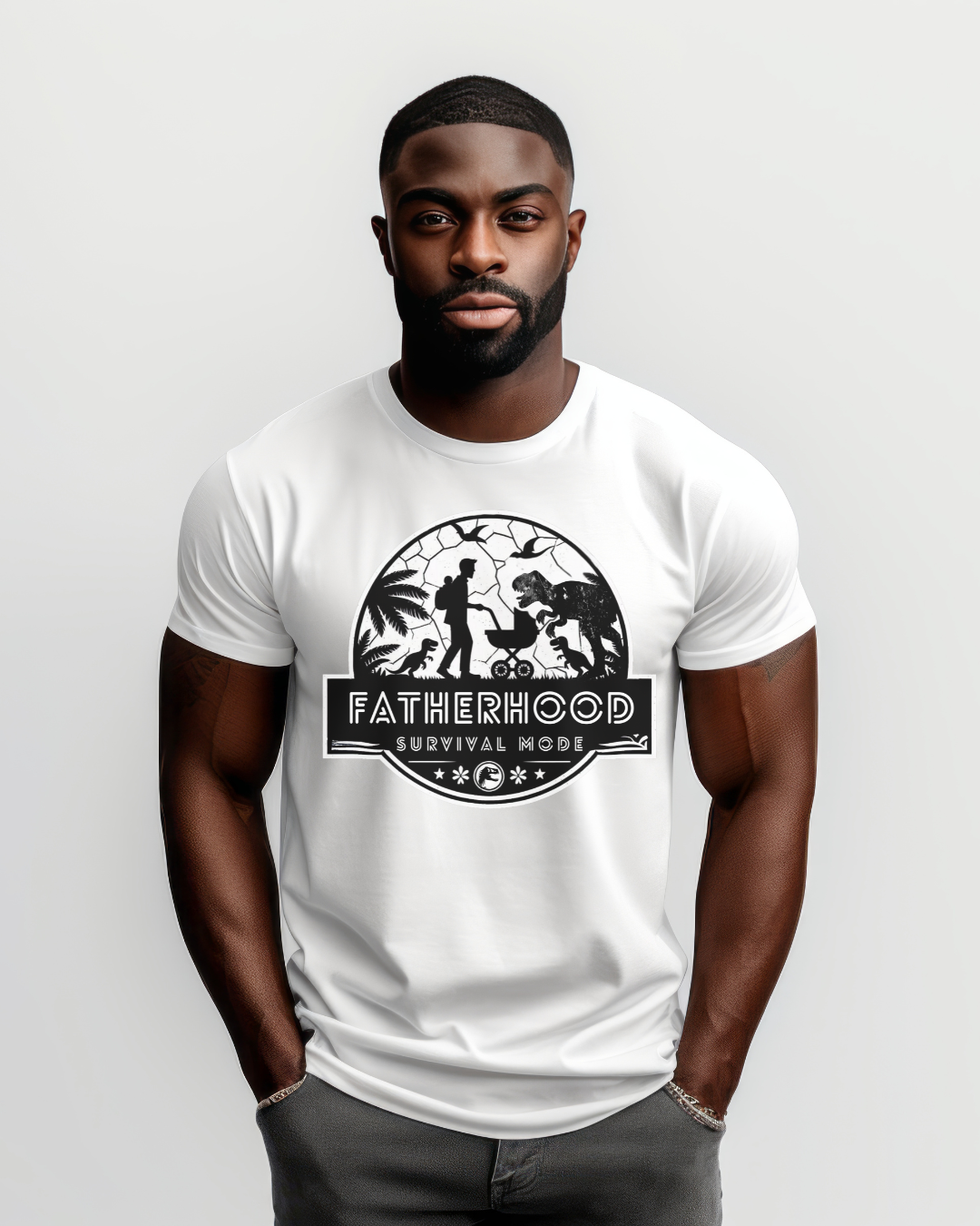 Fatherhood Survival Mode - Jurassic Park theme Graphic Tee