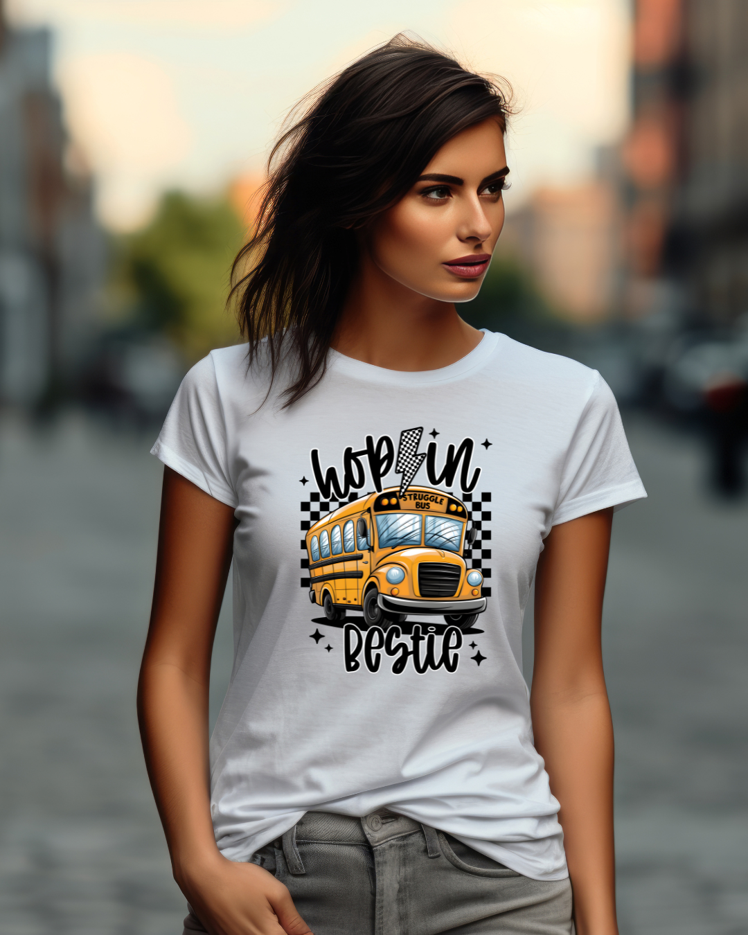 Hop On Bestie School Bus T-Shirt