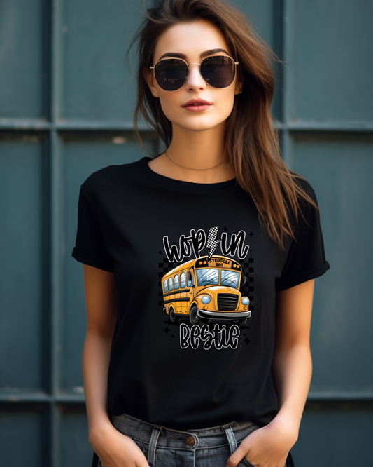 Hop On Bestie School Bus T-Shirt