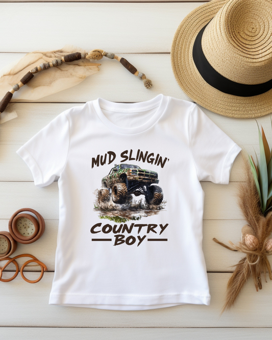 Mud Slingin' Country Boy Kids Tee