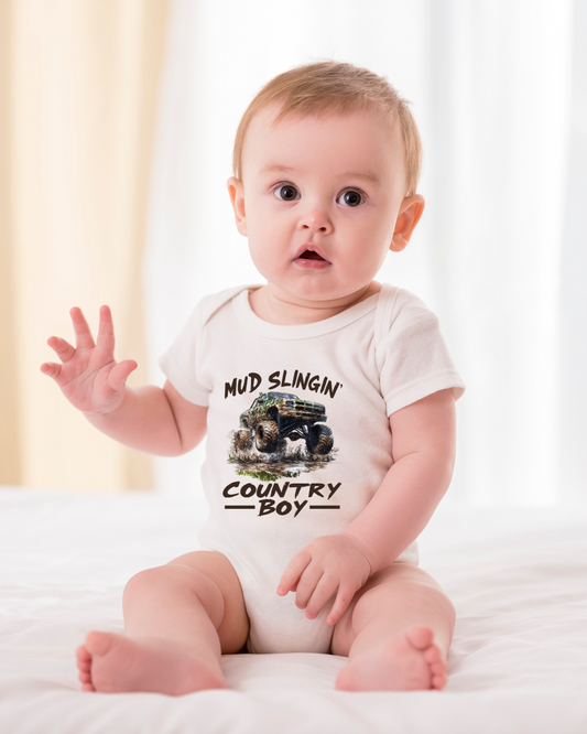 Infant Country Boy Bodysuit - Mud Slingin Baby Outfit