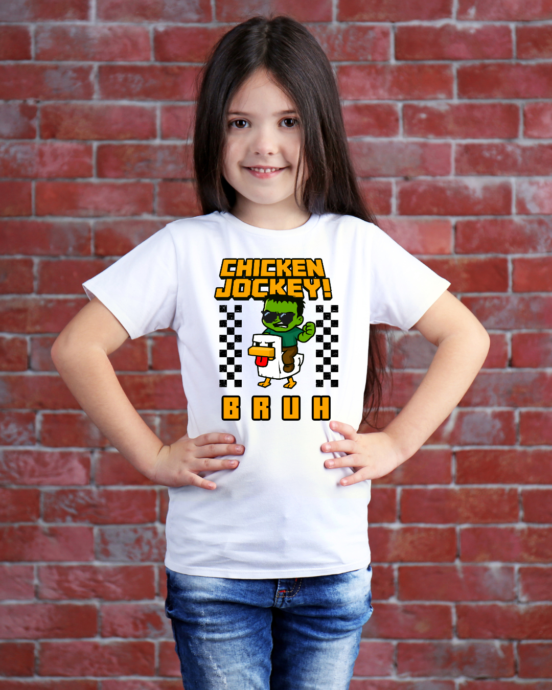 Kids Graphic Tee, Funny Chicken Jockey Design