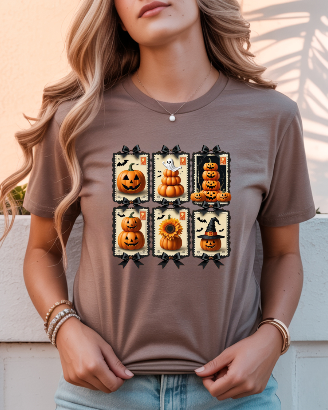 Halloween Pumpkin Postage Stamp Vintage Tee - Designs By Dice