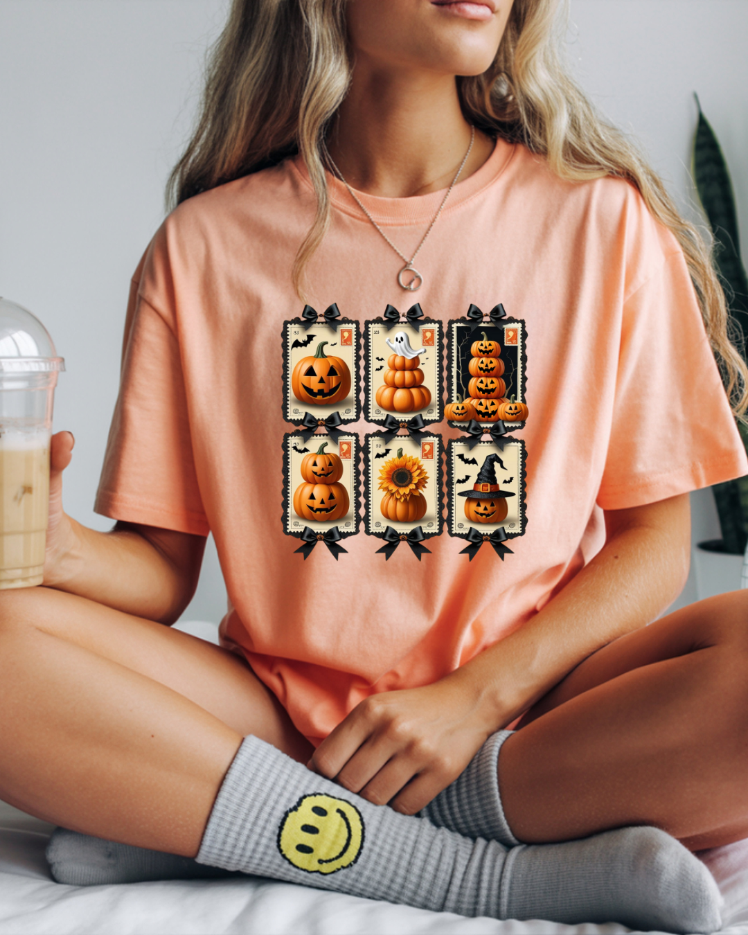 Halloween Pumpkin Postage Stamp Vintage Tee
