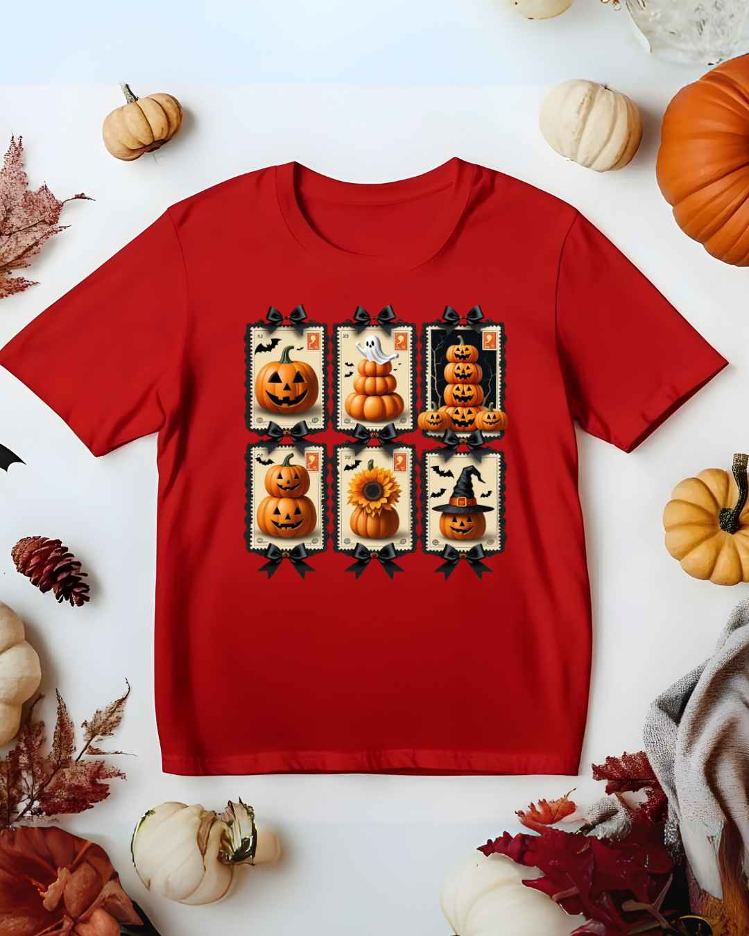 Halloween Pumpkin Postage Stamp Vintage Tee - Designs By Dice