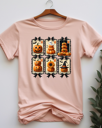 Halloween Pumpkin Postage Stamp Vintage Tee