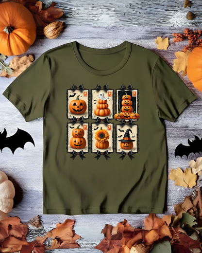 Halloween Pumpkin Postage Stamp Vintage Tee