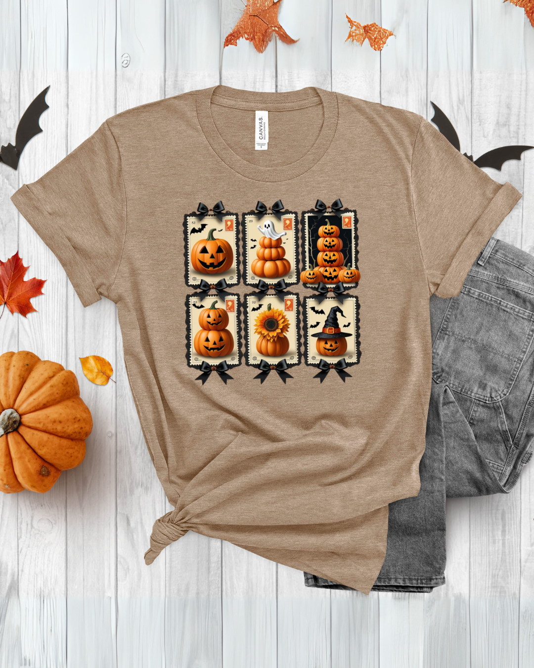 Halloween Pumpkin Postage Stamp Vintage Tee