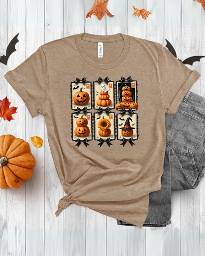 Halloween Pumpkin Postage Stamp Vintage Tee