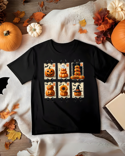 Halloween Pumpkin Postage Stamp Vintage Tee