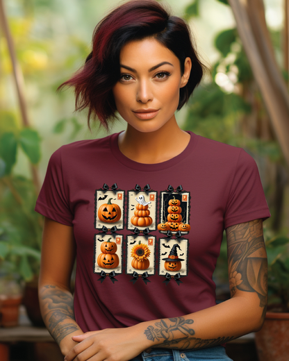 Halloween Pumpkin Postage Stamp Vintage Tee