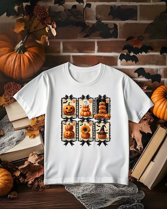 Halloween Pumpkin Postage Stamp Vintage Tee