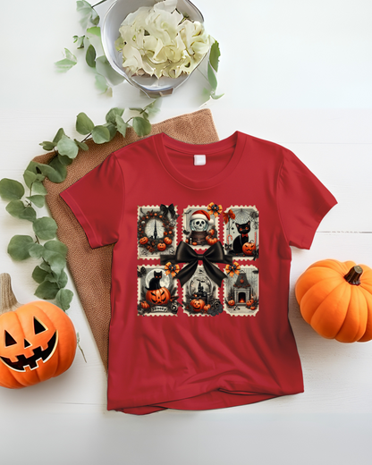 Halloween Skeleton Postage Stamp Tee