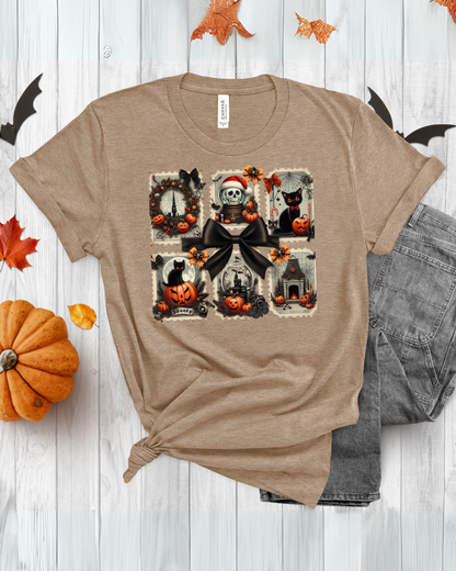 Halloween Skeleton Postage Stamp Tee
