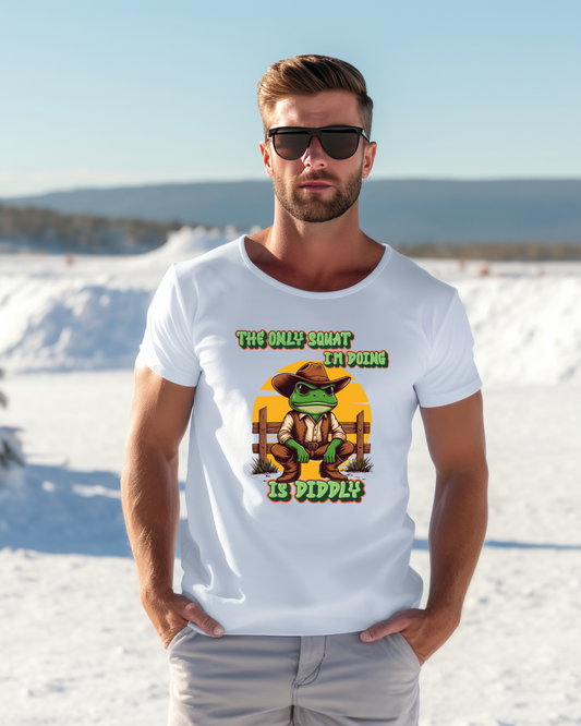 Funny Frog Unisex T-Shirt 'The Only Squat I'm Doing is Diddly'