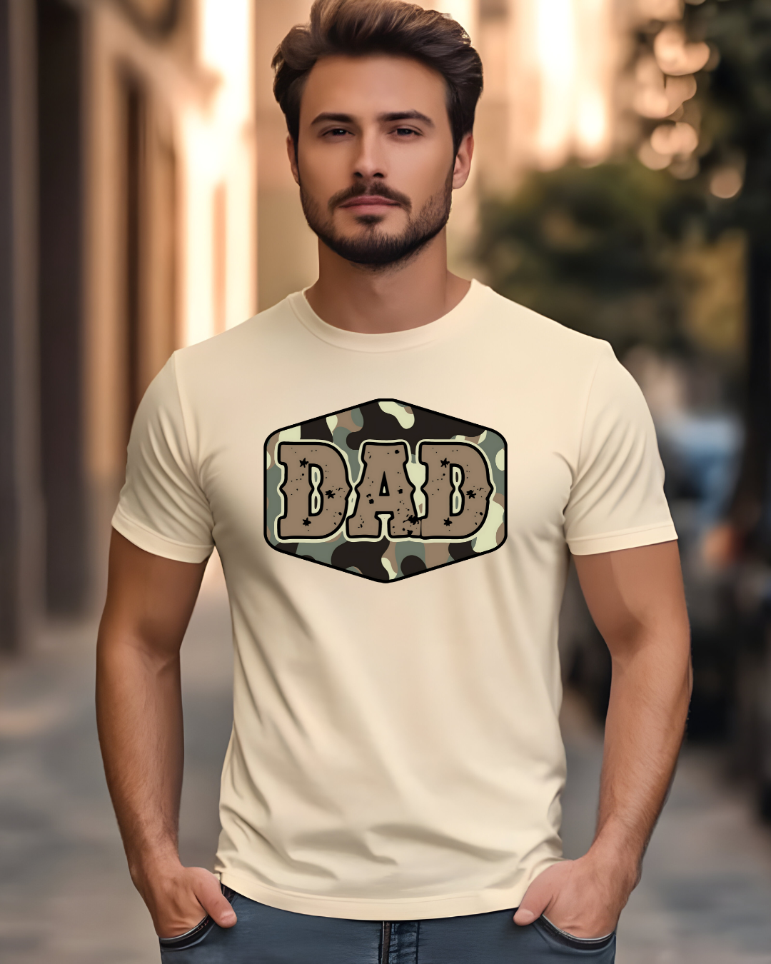 Cool Camo Dad Tee - Unisex Jersey Short Sleeve Shirt - Designs By Dice