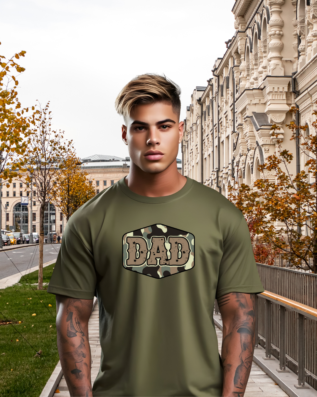 Cool Camo Dad Tee - Unisex Jersey Short Sleeve Shirt - Designs By Dice