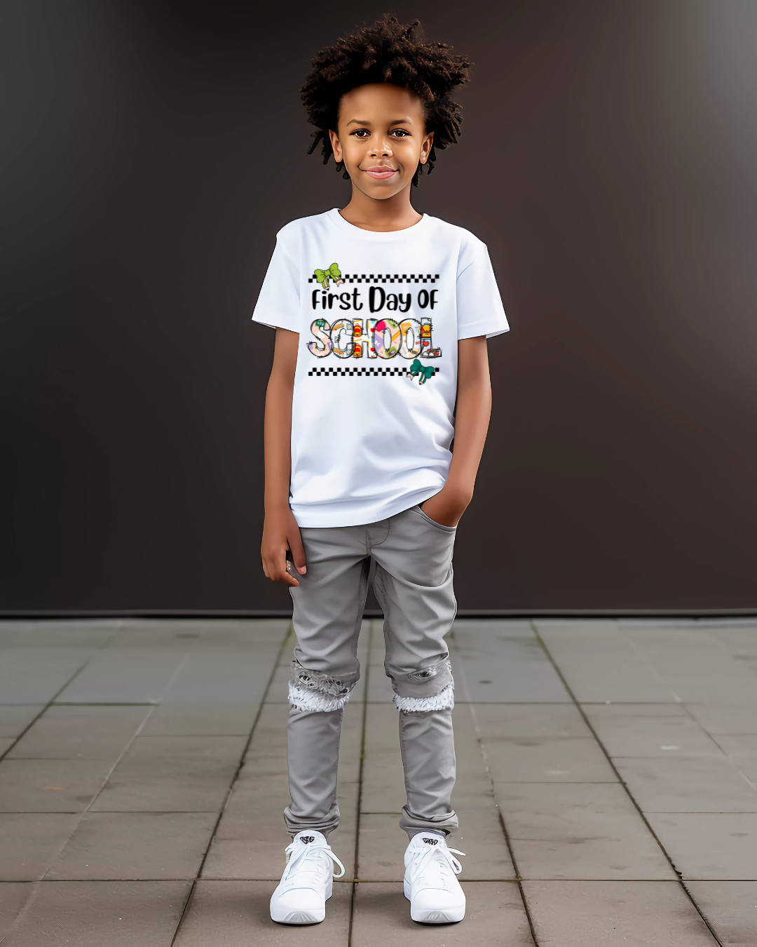 Kids Tee - First Day of School Children's Cotton T-shirt - Designs By Dice