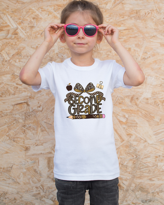 Leopard Print Second Grade Kids Tee