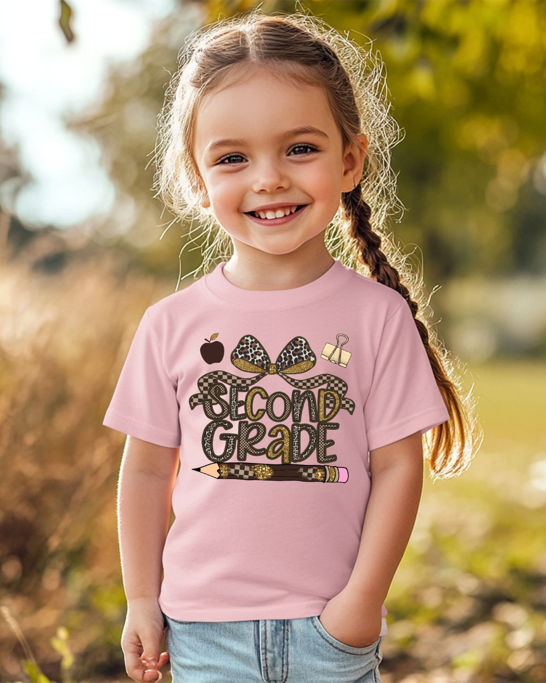 Leopard Print Second Grade Kids Tee