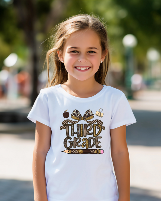 Leopard Print Third Grade Kids Tee