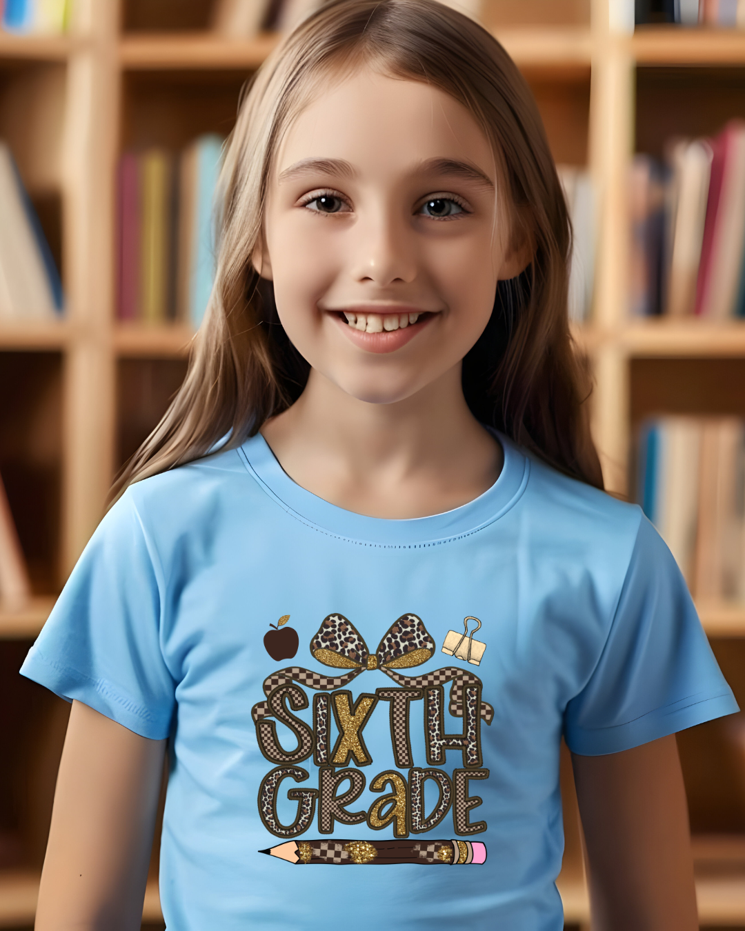 Leopard Print Sixth Grade Kids T-Shirt - Designs By Dice